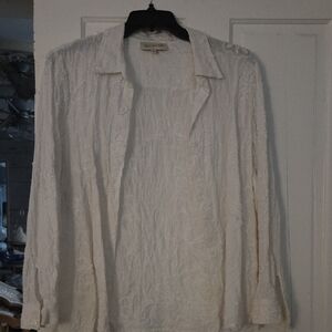 Jones New York Cream Button Down Shirt